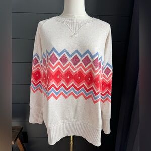 Maurices Cozy Chevron Sweatshirt Cream, Red and Blue Warm Size Medium